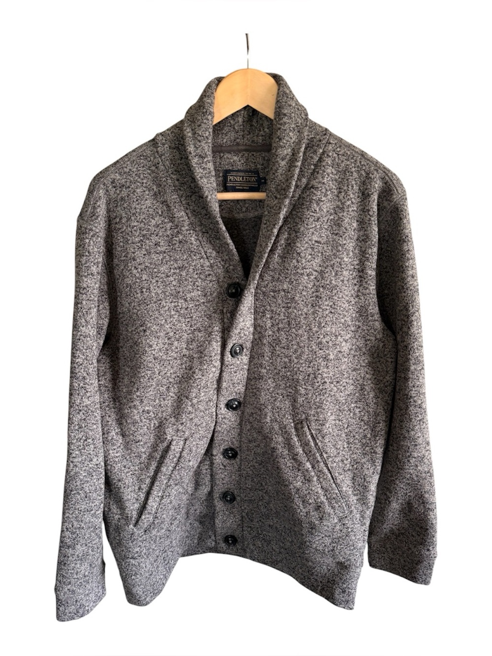 Pendleton Men’s Shawl Collar Button Down Cardigan Heather Gray Sweater Medium
